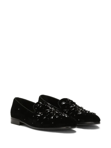 Dolce & Gabbana crystal-embellished velvet slippers