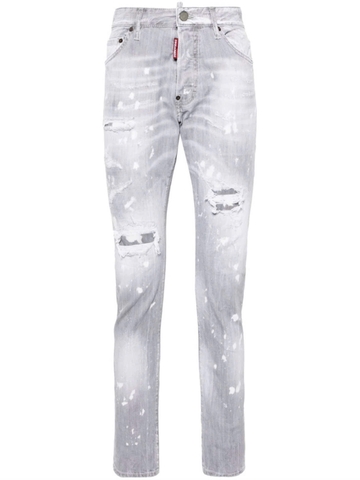 DSQUARED2 Men's straight-leg jeans with striking silver wash
