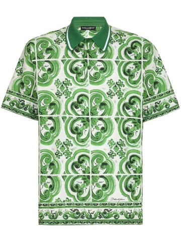 Dolce & Gabbana Majolica-print cotton polo shirt