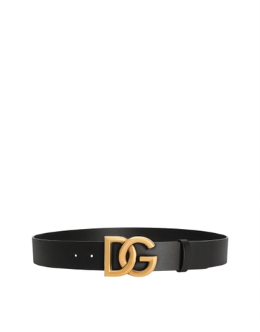Dolce & Gabbana Lux leather belt with crossover DG logo buckle
