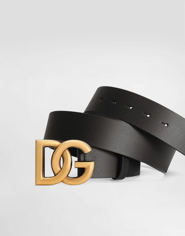 Dolce & Gabbana Lux leather belt with crossover DG logo buckle