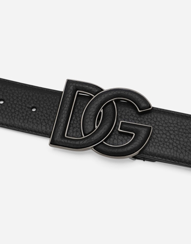 Dolce & Gabbana Deerskin-print calfskin belt with logo print