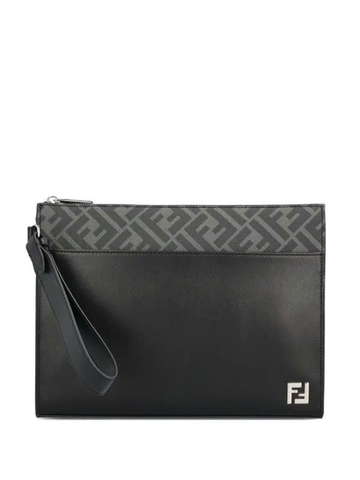 FENDI FF motif leather clutch
