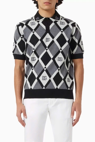 Dolce & Gabbana diamond-pattern polo shirt