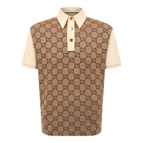 Gucci Beige GG monogram polo shirt