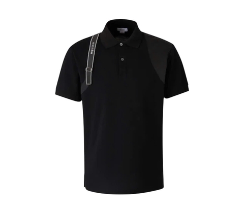 Alexander McQueen harness-detail panelled polo shirt