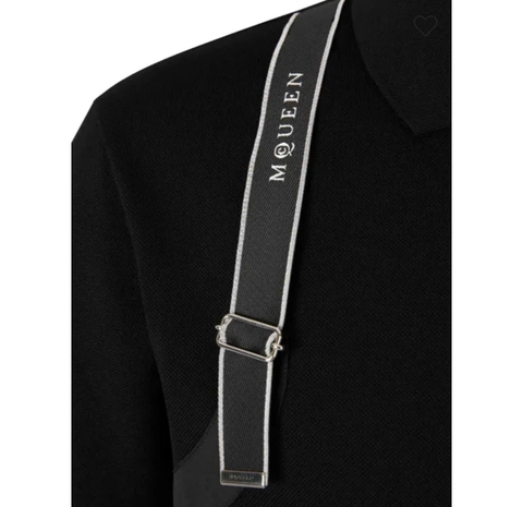 Alexander McQueen harness-detail panelled polo shirt