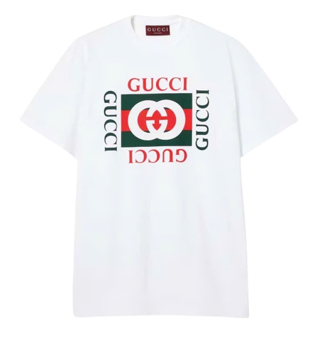 Cotton jersey White T-shirt with Gucci print