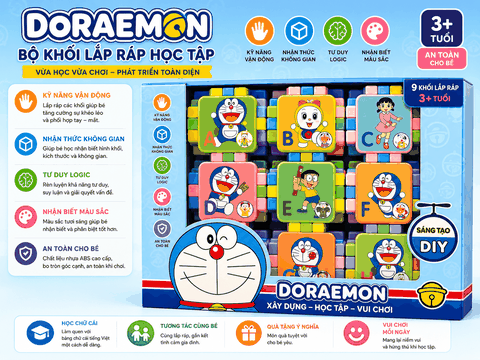 Bộ xếp hình Doraemon DIY chữ cái cho bé từ 3 tuổi – Đồ chơi giáo dục