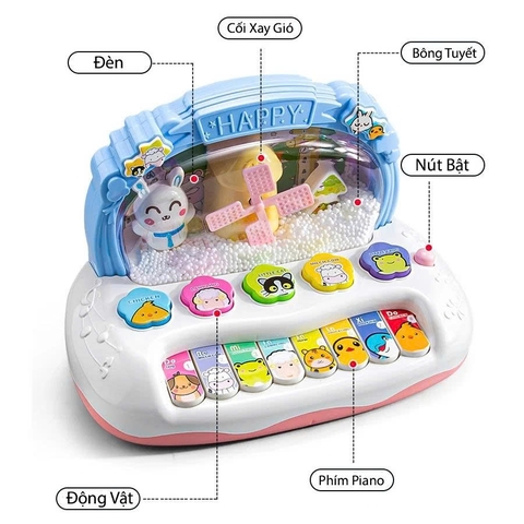 Đàn Piano Cối Xay Gió Cho Bé Có Đèn, Nhạc Và Hiệu Ứng Hạt Xốp – Đồ Chơi Giáo Dục Sớm
