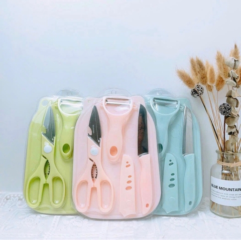 PK ĂN DẶM - Bộ dao thớt Misan 4 chi tiết chế biến đồ ăn dặm