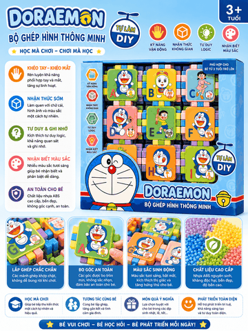 Bộ xếp hình Doraemon DIY chữ cái cho bé từ 3 tuổi – Đồ chơi giáo dục