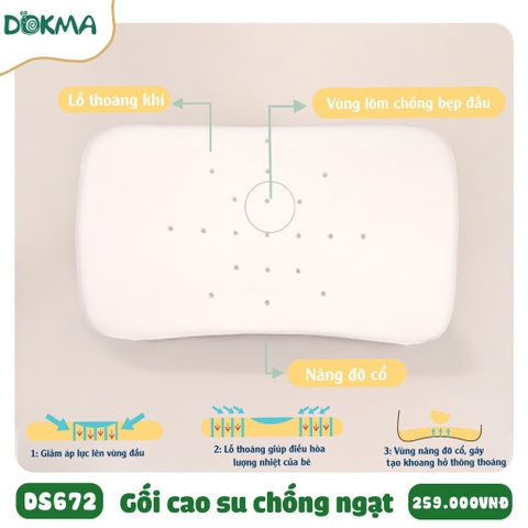 Gối cao su non chống ngạt tặng kèm vỏ Dokma mã DS672