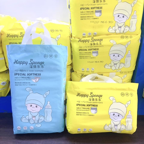 Bỉm HAPPY SPONGE Natural  tã dán size S(60 miếng)