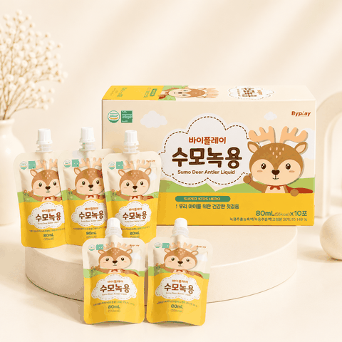 Nước Hồng Sâm Nhung Hươu Byplay Sumo Deer Antler Liquid 80ml x 10 Gói – Thực Phẩm Bổ Sung Cho Trẻ Em