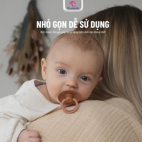 Ti giả cao cấp Kichi siêu mềm có nắp đậy,Ti giả Kichi Ultra Air chỉnh nha, thông khí, đầu dẹt siêu mềm cho bé [Hàng chính hãng]