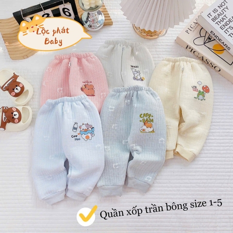 Quần dài xốp trần bông cho bé từ sơ sinh