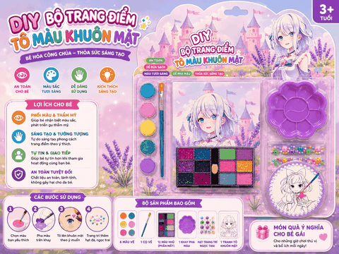 Bộ Đồ Chơi DIY Trang Trí Tranh Công Chúa Cho Bé – Kèm Màu Vẽ Và Hạt Trang Trí