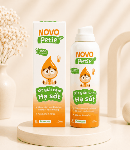 Xịt Giải Cảm Hạ Sốt Novo Petie 100ml – Hỗ Trợ Làm Mát Cơ Thể, Giảm Khó Chịu Khi Bé Bị Sốt