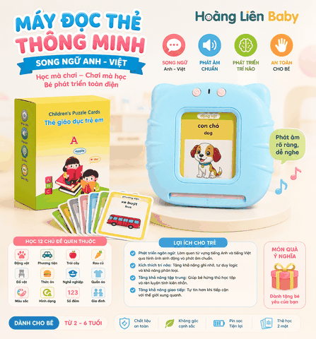 Máy Đọc Thẻ Thông Minh Song Ngữ Anh Việt Cho Bé Kèm Bộ Thẻ Giáo Dục