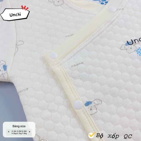 Bộ dài tay quần áo vải xốp trắng Unchi mẫu mới 2024