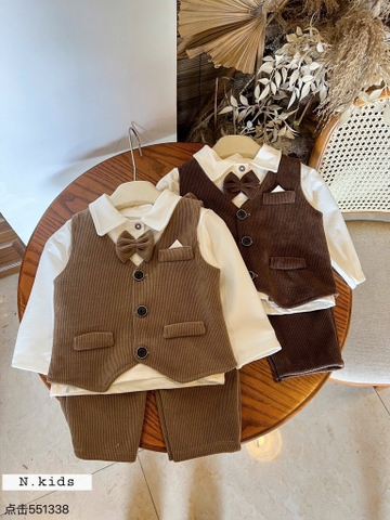 Bộ công tử bé trai nhung size 1-5year