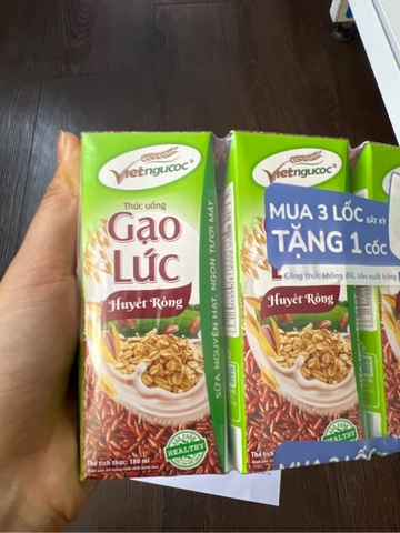 Lốc 4 Hộp Thức Uống Gạo Lức Việt Ngũ Cốc 180ml