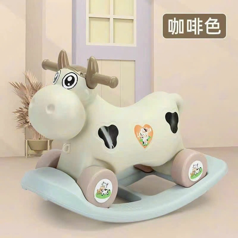 Xe bập bênh bò sữa 2 in 1  bập bênh kèm xe chòi chân, có nhạc và đèn.