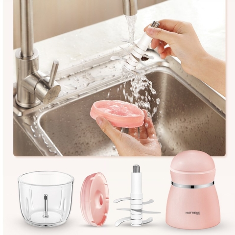 Máy xay ăn dặm Hattiecs 8 lưỡi, cối thuỷ tinh (300ml)