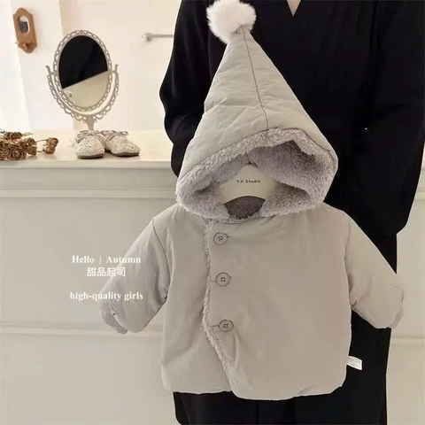 Áo khoác lông có mũ size nhí cho bé trai, gái