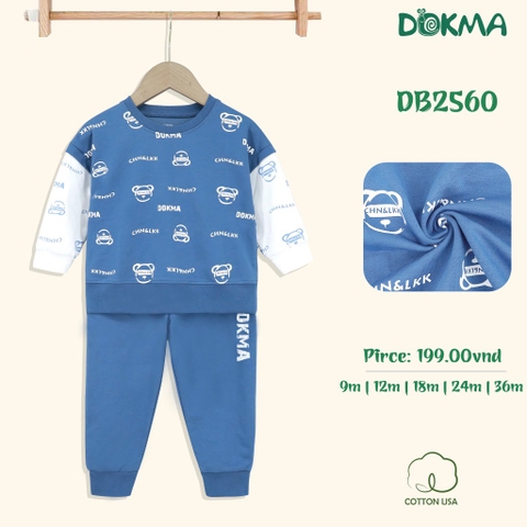 Dokma - Bộ cổ tròn dài tay nỉ da cá DB2560