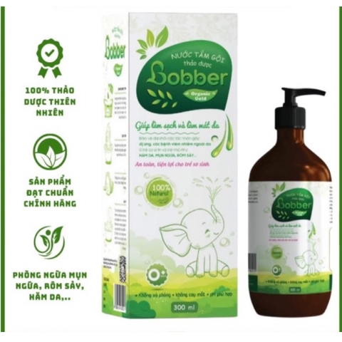 Nước Tắm Gội Thảo Dược Bobber cho bé từ sơ sinh phòng ngừa mụn, rôm sảy, hăm da