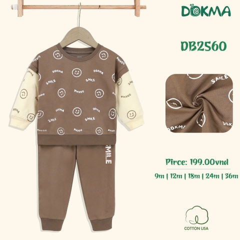 Dokma - Bộ cổ tròn dài tay nỉ da cá DB2560