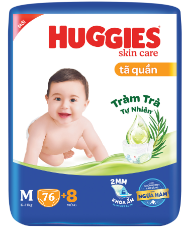 Tã quần Huggies cộng miếng size M 76 + 8 miếng (6 - 11kg)