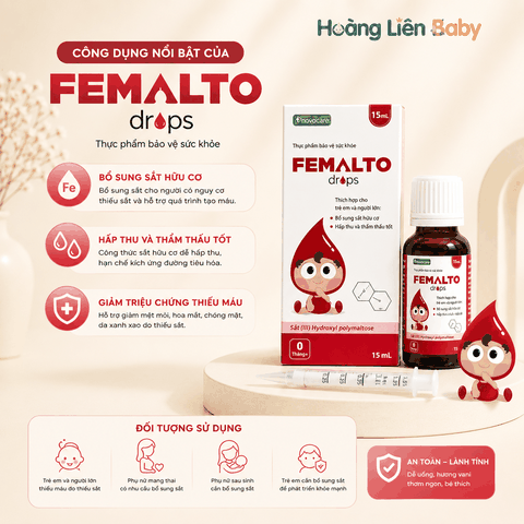 Femalto Drops 15ml Novocare – Bổ Sung Sắt Hữu Cơ Dạng Nhỏ Giọt Cho Trẻ Em Và Người Lớn