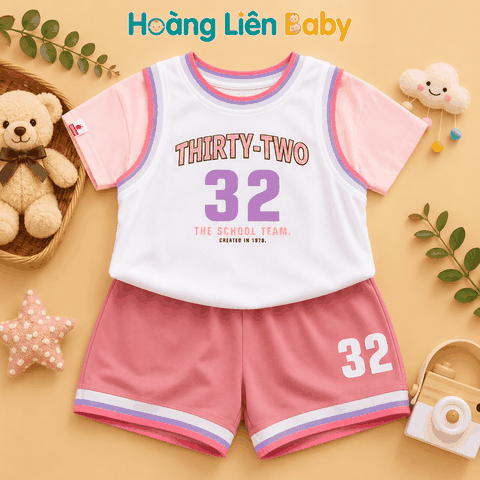 Bộ Thể Thao Bé Gái Cao Cấp THIRTY-TWO 32 Mềm Mịn Mát Lạnh Size 90-130