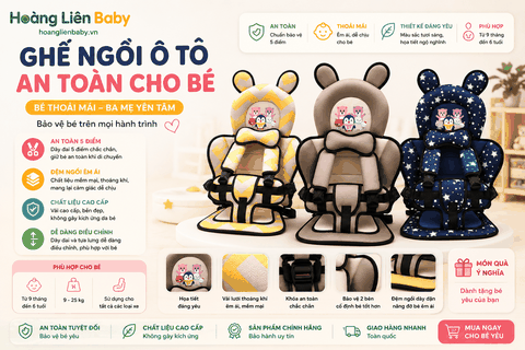 Ghế Ngồi Ô Tô Cho Trẻ Em – Đệm Êm, Đai An Toàn Nhiều Điểm, Thiết Kế Dễ Thương