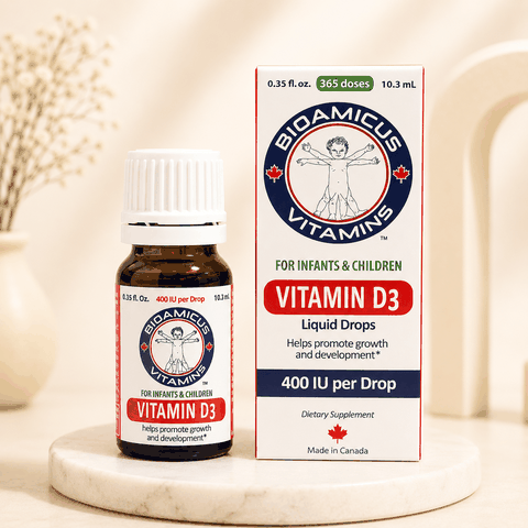 BioAmicus Vitamin D3 Liquid Drops 10.3ml – Vitamin D3 400 IU/Giọt Cho Trẻ Sơ Sinh & Trẻ Nhỏ