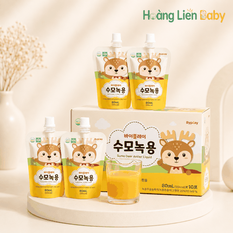 Nước Hồng Sâm Nhung Hươu Byplay Sumo Deer Antler Liquid 80ml x 10 Gói – Thực Phẩm Bổ Sung Cho Trẻ Em
