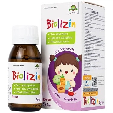 TPCN - Siro Biolizin Bổ Sung Kẽm hữu cơ Vitamin B6 3M+ Cho Bé Ăn Ngon Tăng Đề Kháng (50ml)