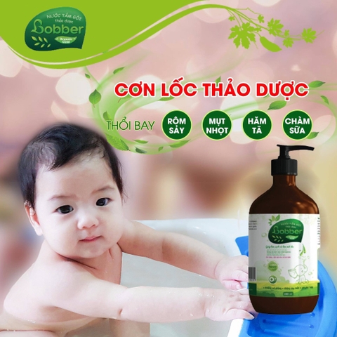 Nước Tắm Gội Thảo Dược Bobber cho bé từ sơ sinh phòng ngừa mụn, rôm sảy, hăm da