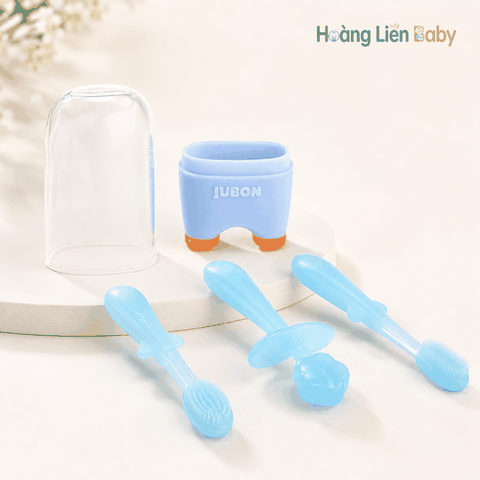 Bàn Chải Đánh Răng Silicon Jubon Cho Bé Kèm Hộp Đựng – Chăm Sóc Răng Miệng Từ 0 Tháng
