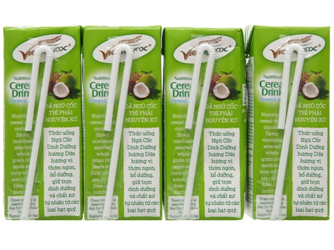 Lốc 4 Hộp Thức Uống Ngũ Cốc Dinh Dưỡng Hương Dừa Việt Ngũ Cốc 180ml