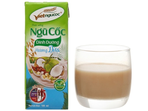 Lốc 4 Hộp Thức Uống Ngũ Cốc Dinh Dưỡng Hương Dừa Việt Ngũ Cốc 180ml