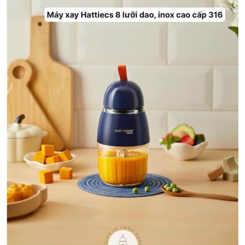 Máy xay ăn dặm Hattiecs 8 lưỡi, cối thuỷ tinh (300ml)