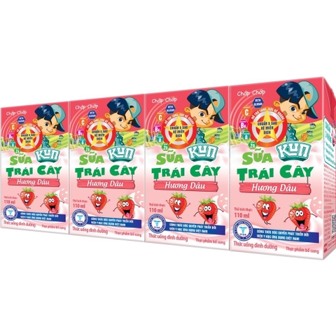 Sữa trái cây Kun Hương Dâu ( lốc 4 hộp x 110ml )