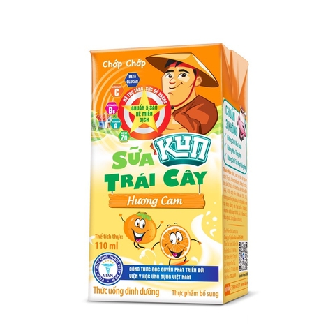 Sữa Trái Cây Kun Hương Cam (lốc 4 hộp x 110ml)