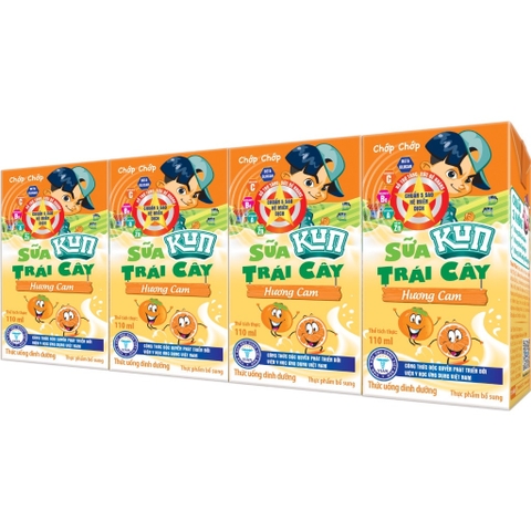 Sữa Trái Cây Kun Hương Cam (lốc 4 hộp x 110ml)