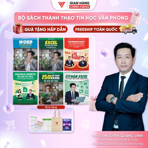 Bộ 6 Sách 90 Hàm - Excel - Word - 150 TT - Powerpoint - Google Sheets