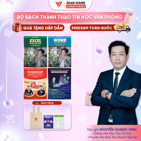 Bộ 4 Sách Word -Excel- PowerPoint và Ứng dụng AI trong văn phòng